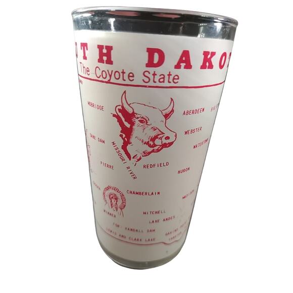 Vintage State Of South Dakota Souvenir Frosted Drinking Glass Hazel Atlas Flaw - Picture 9 of 14